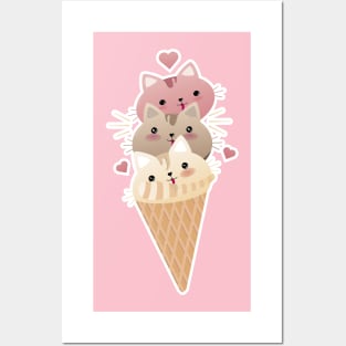 icecream cat Posters and Art